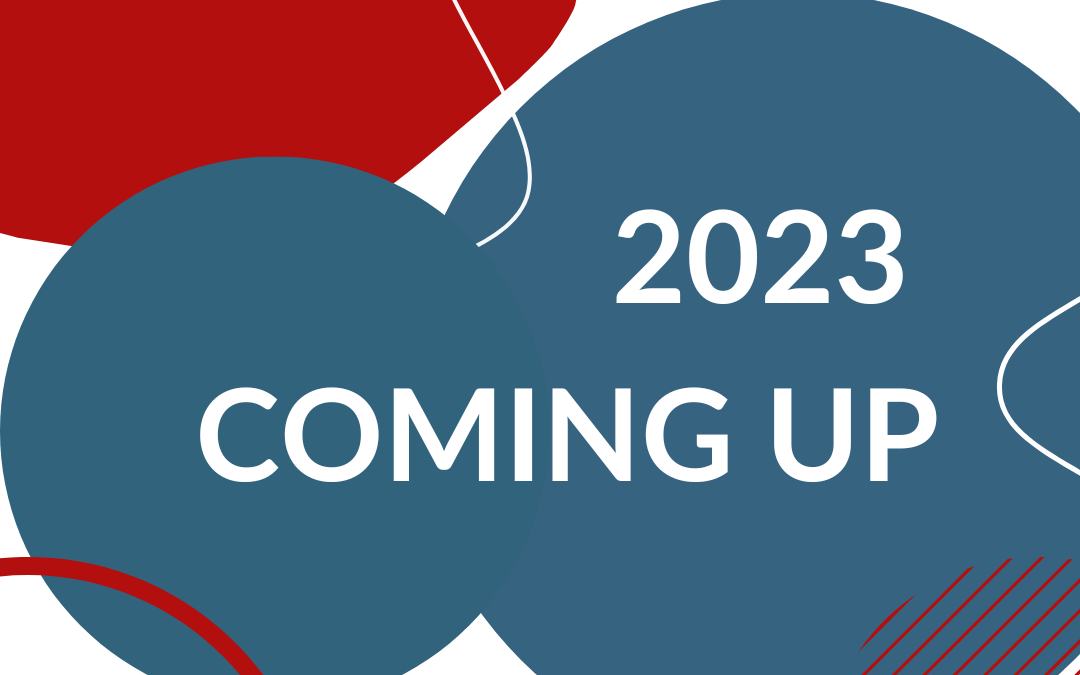 2023 Coming Up. Different types of Shapes in Red and Blue.